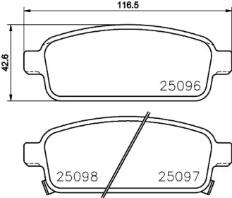 HELLA PAGID 8db355024861 -  Комплект тормозных колодок, дисковый тормоз